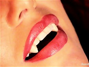 Romi the buxom vampire has a steaming solo session